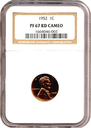 image for: 1952 1c NGC Proof 67 RD Cameo