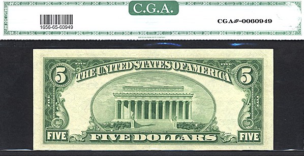 image for: Fr.1656 1953A $5  CGA Gem CU65  [F71135419A]