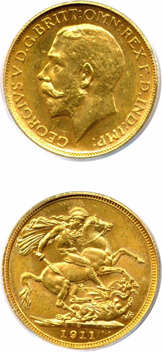 image for: Australia: 1911-S Sov (KM-29) PCGS MS64