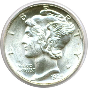 image for: 1939-D 10c PCGS MS65 FB