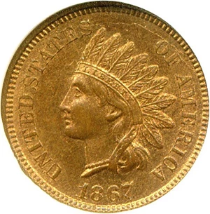 image for: 1867 1c NGC MS65 RB (Snow-4, FS-01-1867-302)