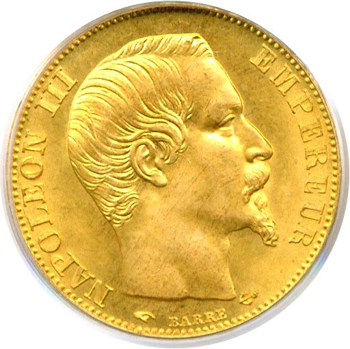 image for: France: 1857-A 20 Fr  PCGS MS65  (KM-781.1)
