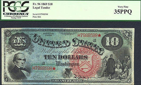 image for: Fr.96 1869 $10  PCGS VF35 PPQ [H7988598]