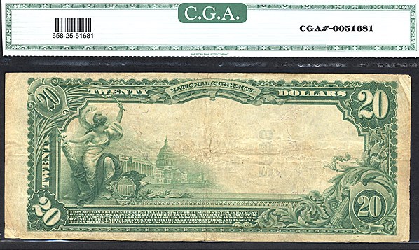 image for: Fr.658 1902 $20 Third Charter Period, 3rd Issue, Plain Back CGA VF25 #2293 Pennsylvania [10718]