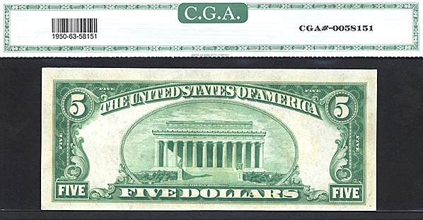 image for: Fr.1950K 1928 $5  CGA Choice CU63  [K017809992A]