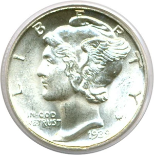image for: 1939-D 10c PCGS MS65 FB