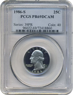 image for: 1986-S 25c PCGS Proof 69 DCameo
