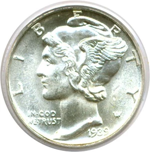 image for: 1939-D 10c PCGS MS65 FB