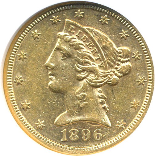 image for: 1896-S $5  NGC AU58 