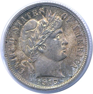 image for: 1916 10c Barber PCGS MS64