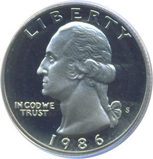 image for: 1986-S 25c PCGS Proof 69 DCameo