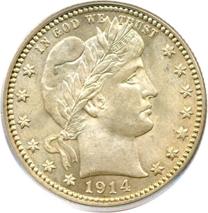 image for: 1914 25c PCGS MS64