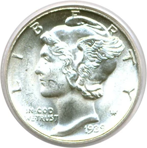 image for: 1939-D 10c PCGS MS65 FB