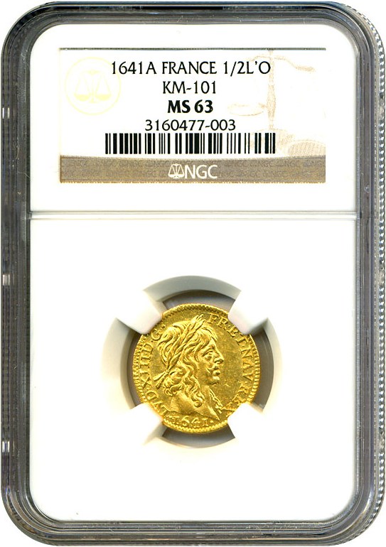 image for: France: 1641-A 1/2 L.D'Or  NGC MS63  (KM-101)
