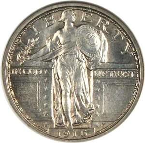 image for: 1916 25c Standing NGC MS62 FH