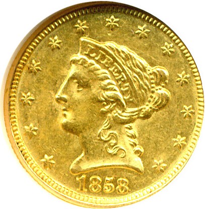 image for: 1858-C $2 1/2  NGC/CAC AU58