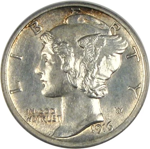 image for: 1916-D 10c PCGS MS62 FB