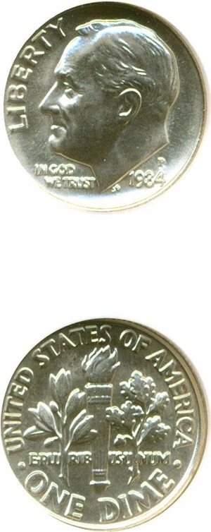 image for: 1984-P 10c NGC MS67 FT