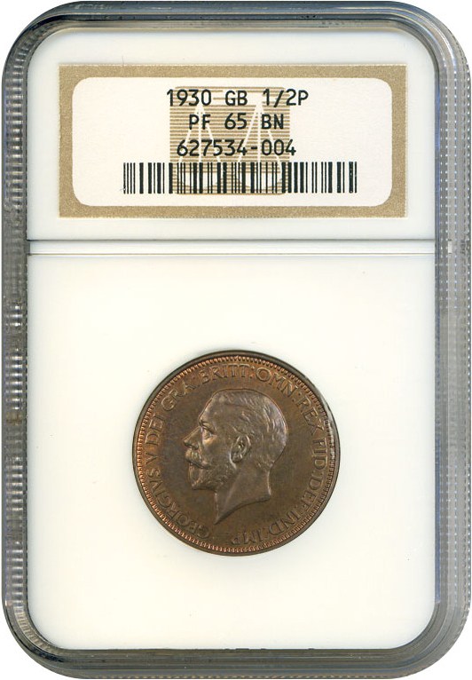 image for: Great Britain: 1930 1/2 D  NGC Proof 65 BN