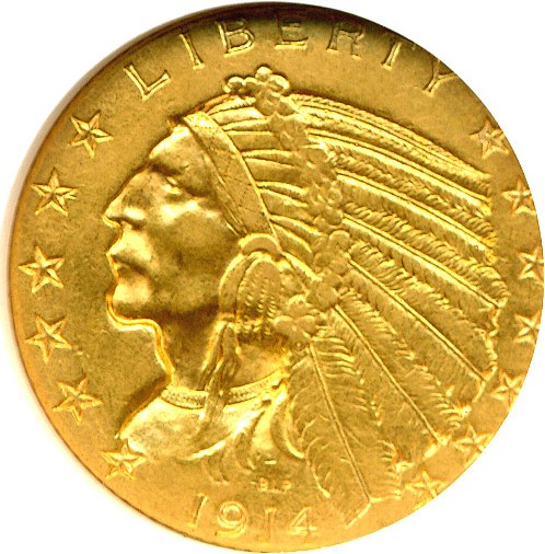 image for: 1914-S $5  NGC AU55