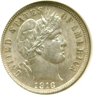 image for: 1916 10c Barber NGC MS63