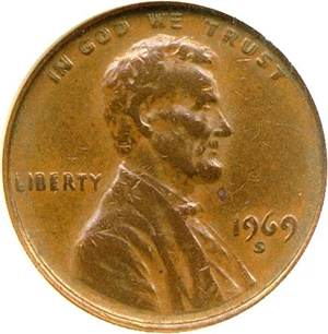 image for: 1969-S 1c Doubled Die ANACS XF45