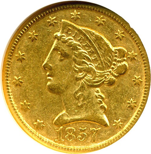 image for: 1857-C $5  NGC XF45
