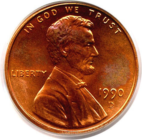 image for: 1990-D 1c  PCGS MS67 RD