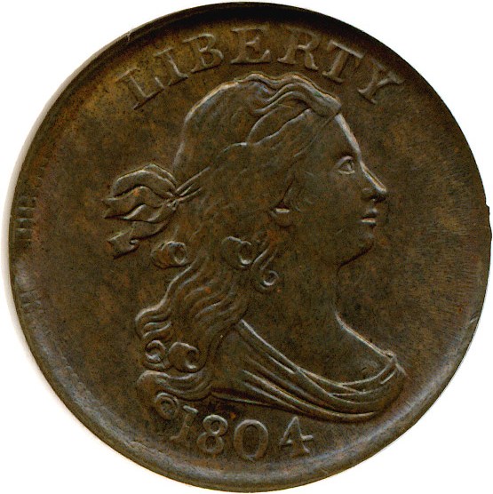 image for: 1804 1/2c Plain 4-No Stems NGC MS64 BN