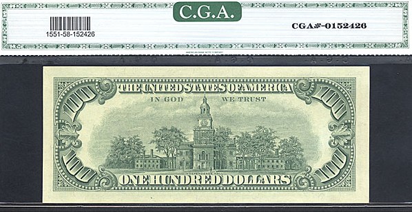 image for: Fr.1551 1966A $100  CGA AU58  [A00833403A]