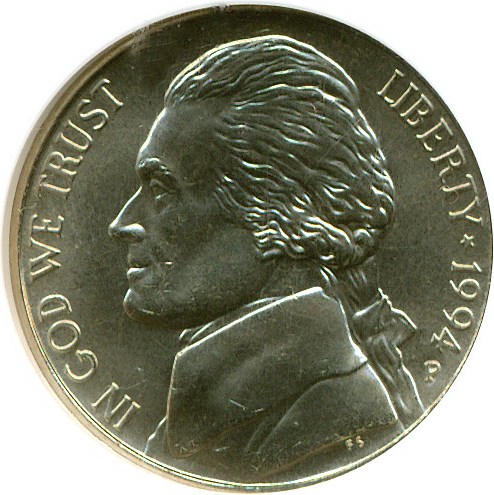 image for: 1994-P 5c  NGC MS66 6FS