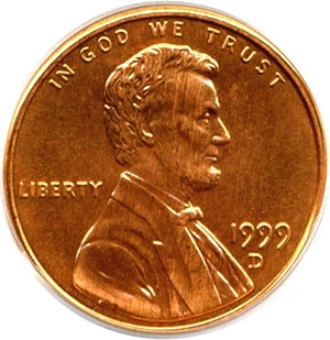 image for: 1999-D 1c PCGS MS66 RD
