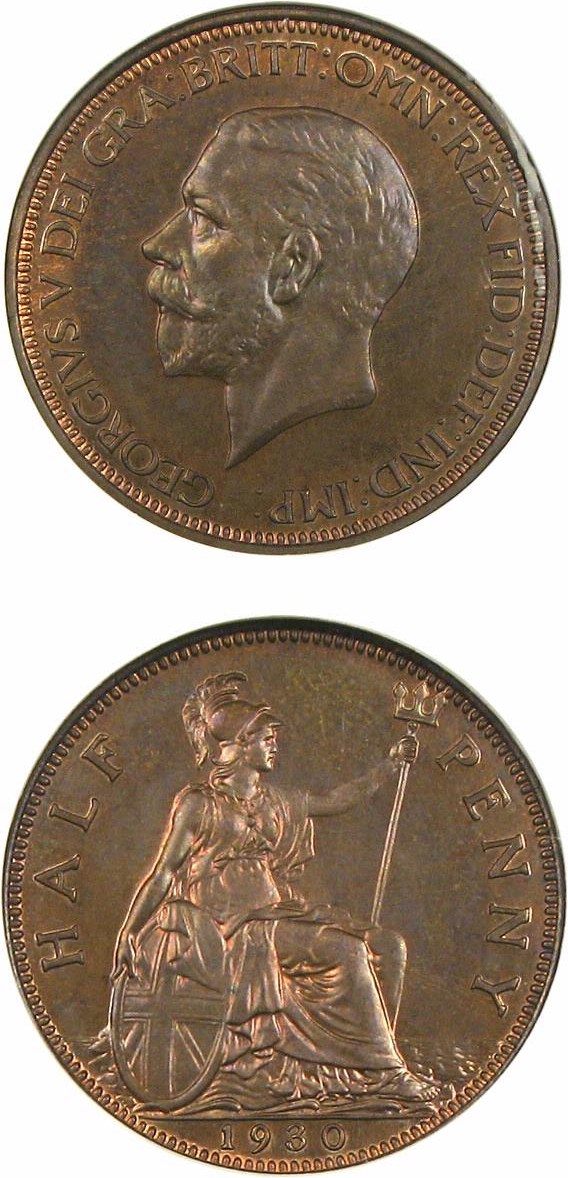 image for: Great Britain: 1930 1/2 D  NGC Proof 65 BN