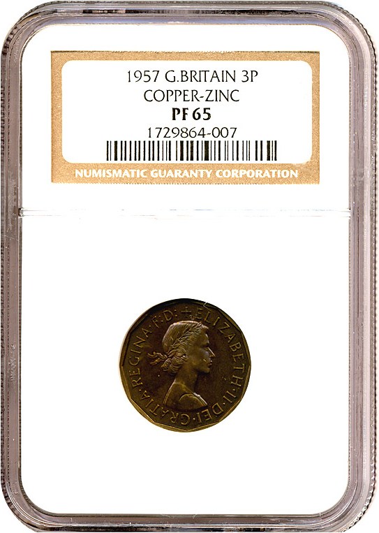 image for: Great Britain: 1957 3D  NGC Proof 65 (Copper-Zinc)