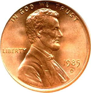 image for: 1985-D 1c NGC MS68 RD