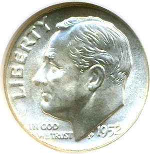 image for: 1952-D 10c NGC MS66 FT