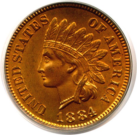 image for: 1884 1c  PCGS/CAC MS64 RD
