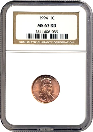 image for: 1994 1c NGC MS67 RD