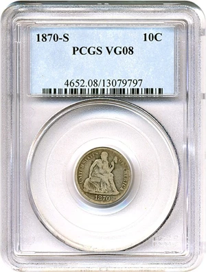 image for: 1870-S 10c PCGS VG-8