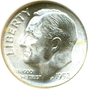 image for: 1952-S 10c NGC MS67