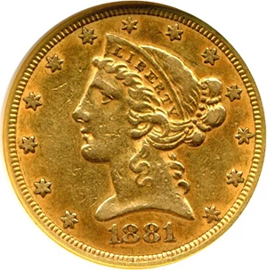 image for: 1881 $5 NGC XF40