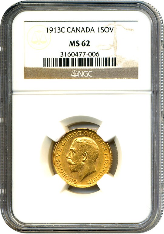 image for: Canada: 1913-C Sov  NGC MS62