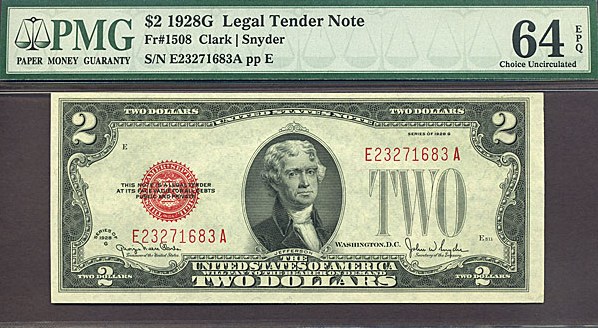 image for: Fr.1508 1928G $2  PMG Choice CU64 EPQ [E23271683A]