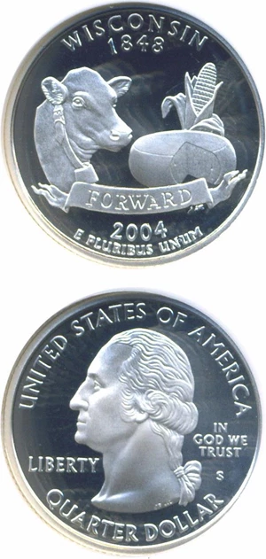 image for: 2004-S 25c Wisconsin-Silver NGC Proof 70 UCameo