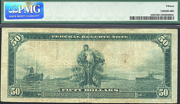 image for: Fr.1043 1914 $50 Blue Seal PMG F15  [E1503812A]