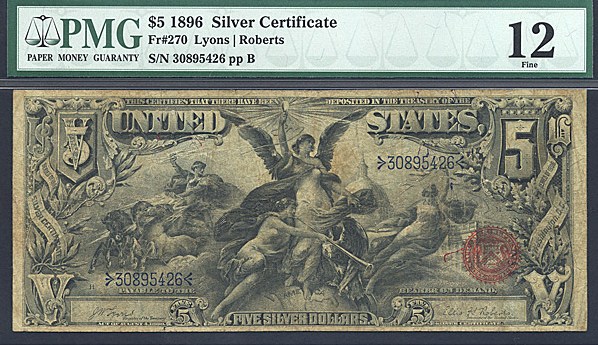 image for: Fr.270 1896 $5 Educational PMG F12  [30895426]