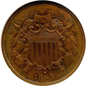 image for: 1864 2c Large Motto NGC MS65 BN