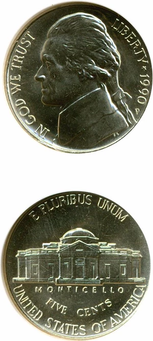 image for: 1990-P 5c NGC MS67 6FS