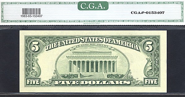 image for: Fr.1983G 1993 $5 Fort Worth, TX CGA Gem CU65  [G00069262] *Star* 