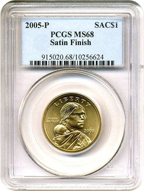 image for: 2005-P Sac $1 Satin Finish PCGS MS68 